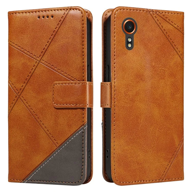 For Samsung Galaxy Xcover7 Case Shockproof Geometric Line Leather Phone Cover Card Holder