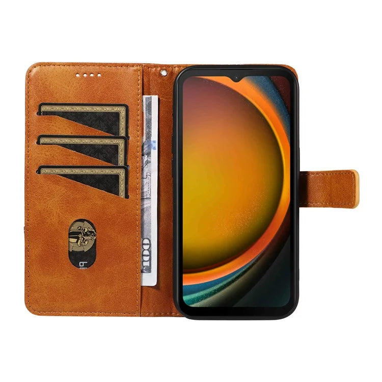 For Samsung Galaxy Xcover7 Case Shockproof Geometric Line Leather Phone Cover Card Holder