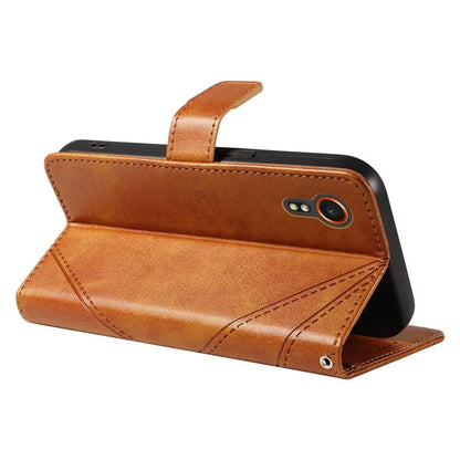 For Samsung Galaxy Xcover7 Case Shockproof Geometric Line Leather Phone Cover Card Holder