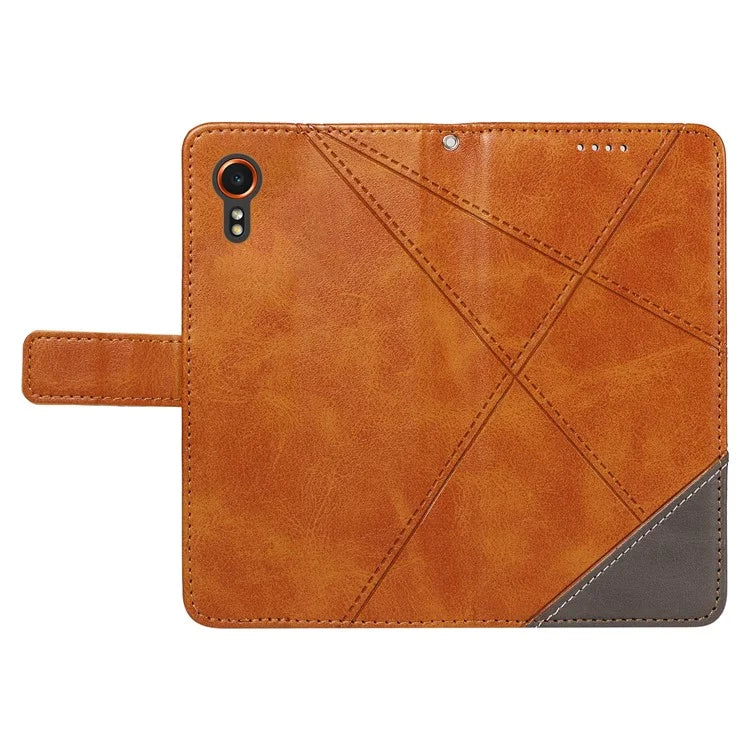 For Samsung Galaxy Xcover7 Case Shockproof Geometric Line Leather Phone Cover Card Holder
