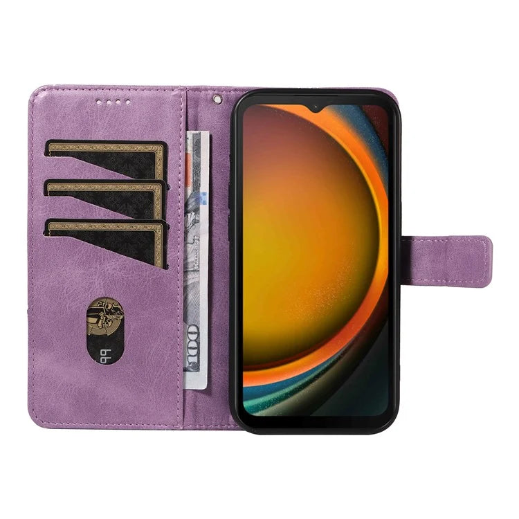 For Samsung Galaxy Xcover7 Case Shockproof Geometric Line Leather Phone Cover Card Holder