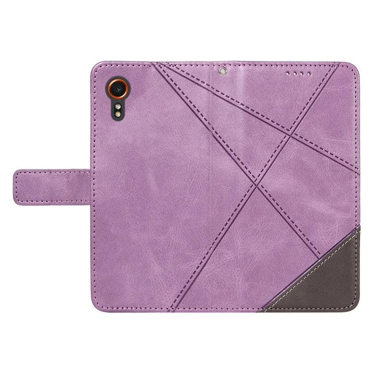 For Samsung Galaxy Xcover7 Case Shockproof Geometric Line Leather Phone Cover Card Holder