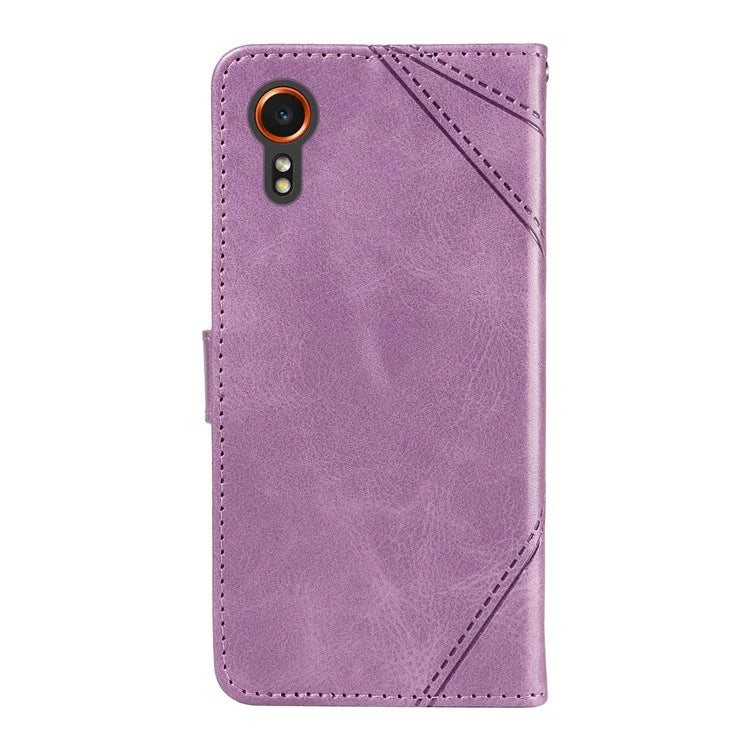 For Samsung Galaxy Xcover7 Case Shockproof Geometric Line Leather Phone Cover Card Holder
