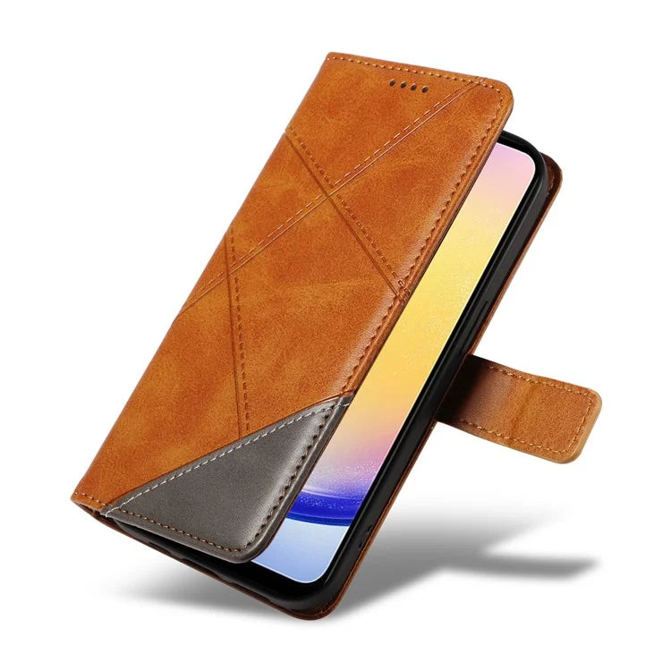 For Samsung Galaxy A25 5G (Global) (161.0 X 76.5 X 8.3mm) Case Geometric Line Leather Phone Cover Magnetic Clasp