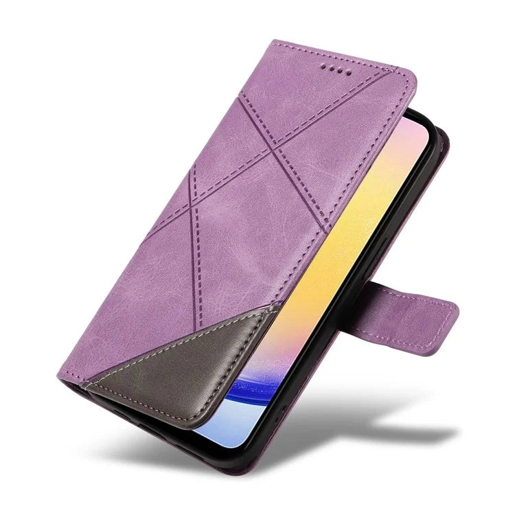 For Samsung Galaxy A25 5G (Global) (161.0 X 76.5 X 8.3mm) Case Geometric Line Leather Phone Cover Magnetic Clasp