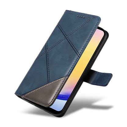 For Samsung Galaxy A25 5G (Global) (161.0 X 76.5 X 8.3mm) Case Geometric Line Leather Phone Cover Magnetic Clasp