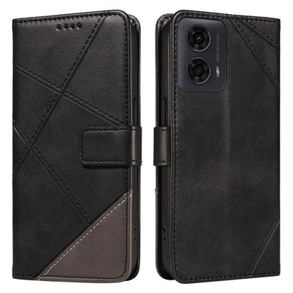 For Motorola Moto E14 4G / G04 4G / G04s 4G / G24 4G Case Card Holder Leather Phone Cover Geometric Line