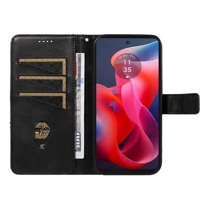For Motorola Moto E14 4G / G04 4G / G04s 4G / G24 4G Case Card Holder Leather Phone Cover Geometric Line