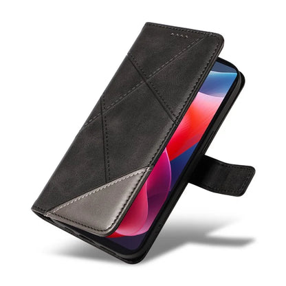 For Motorola Moto E14 4G / G04 4G / G04s 4G / G24 4G Case Card Holder Leather Phone Cover Geometric Line