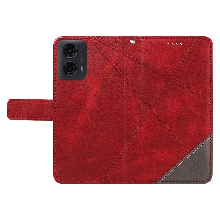 For Motorola Moto E14 4G / G04 4G / G04s 4G / G24 4G Case Card Holder Leather Phone Cover Geometric Line
