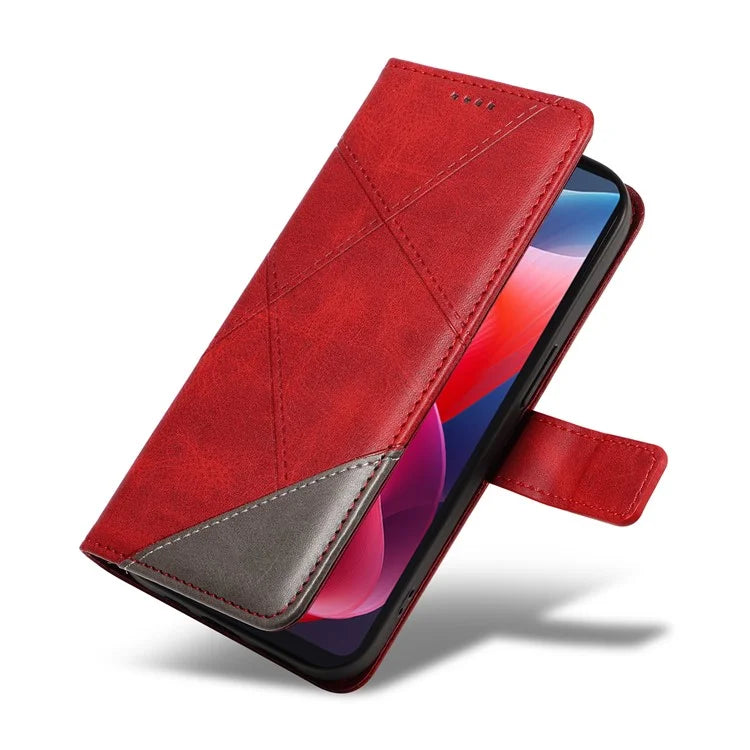 For Motorola Moto E14 4G / G04 4G / G04s 4G / G24 4G Case Card Holder Leather Phone Cover Geometric Line