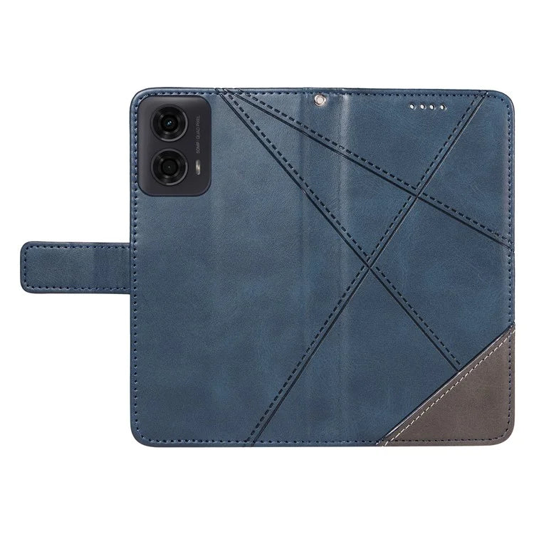 For Motorola Moto E14 4G / G04 4G / G04s 4G / G24 4G Case Card Holder Leather Phone Cover Geometric Line