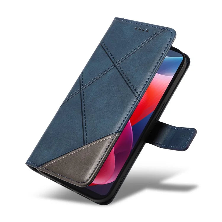 For Motorola Moto E14 4G / G04 4G / G04s 4G / G24 4G Case Card Holder Leather Phone Cover Geometric Line