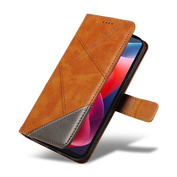 For Motorola Moto E14 4G / G04 4G / G04s 4G / G24 4G Case Card Holder Leather Phone Cover Geometric Line