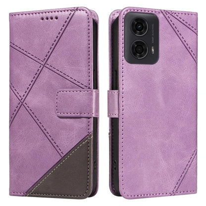 For Motorola Moto E14 4G / G04 4G / G04s 4G / G24 4G Case Card Holder Leather Phone Cover Geometric Line