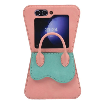 For Samsung Galaxy Z Flip6 5G Case Card Slot Kickstand Leather+PC Crossbody Phone Handbag