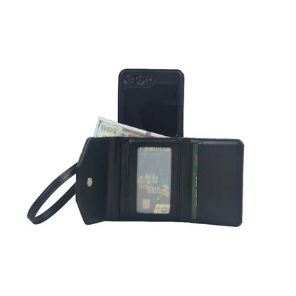 For Samsung Galaxy Z Flip6 5G Case Handbag Wallet Style Rhombus Pattern Leather + PC Phone Cover