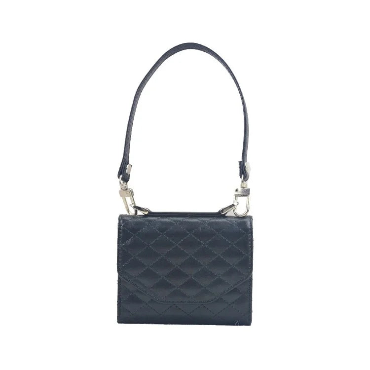 For Samsung Galaxy Z Flip6 5G Case Handbag Wallet Style Rhombus Pattern Leather + PC Phone Cover