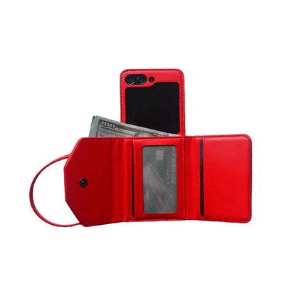 For Samsung Galaxy Z Flip6 5G Case Handbag Wallet Style Rhombus Pattern Leather + PC Phone Cover