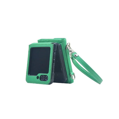 For Samsung Galaxy Z Flip6 5G Case Handbag Wallet Style Rhombus Pattern Leather + PC Phone Cover