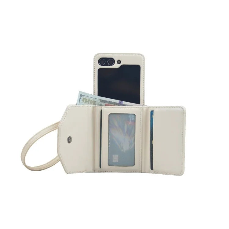 For Samsung Galaxy Z Flip6 5G Case Handbag Wallet Style Rhombus Pattern Leather + PC Phone Cover