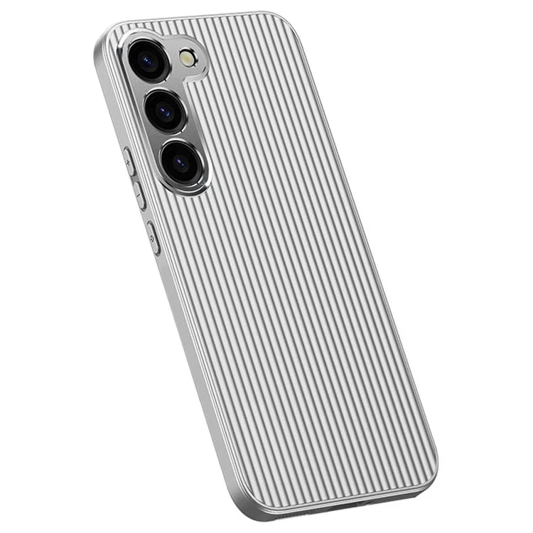 For Samsung Galaxy S23 Case Anti-Slip Back PC+TPU Phone Cover with Metal Lens Frame