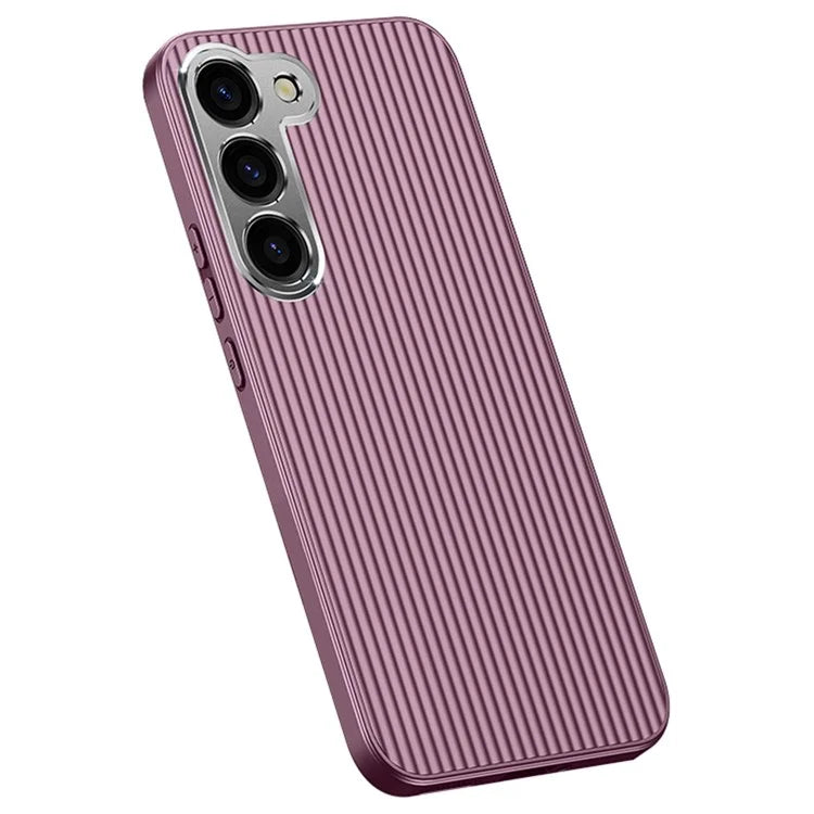 For Samsung Galaxy S23 Case Anti-Slip Back PC+TPU Phone Cover with Metal Lens Frame