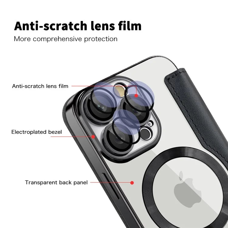 For iPhone 16 Pro Case Compatible with MagSafe Rhombus PU Leather Phone Cover