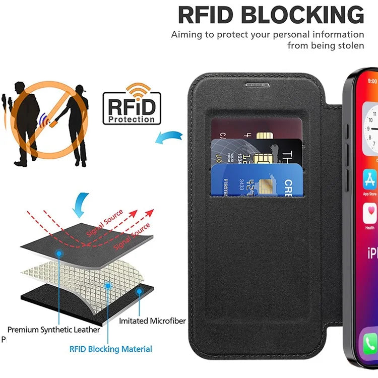 For iPhone 16 Pro Case Compatible with MagSafe Rhombus PU Leather Phone Cover