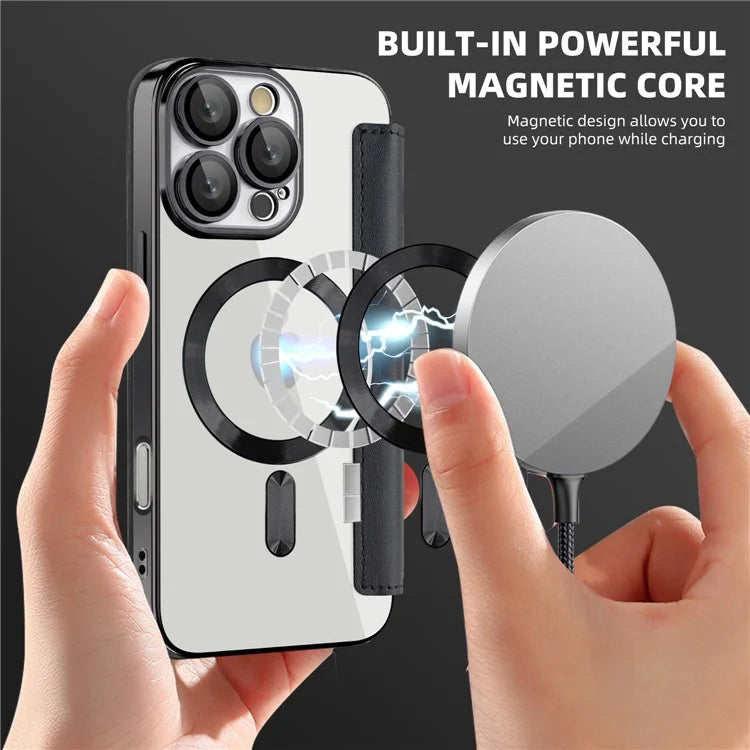 For iPhone 16 Pro Case Compatible with MagSafe Rhombus PU Leather Phone Cover