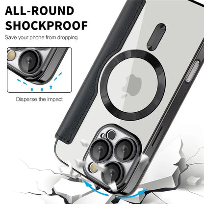 For iPhone 16 Pro Case Compatible with MagSafe Rhombus PU Leather Phone Cover
