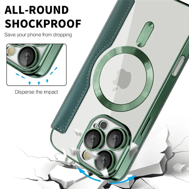 For iPhone 16 Pro Case Compatible with MagSafe Rhombus PU Leather Phone Cover