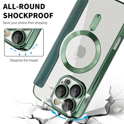 For iPhone 16 Pro Case Compatible with MagSafe Rhombus PU Leather Phone Cover