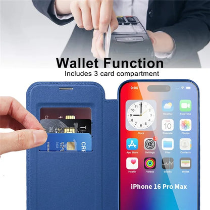 For iPhone 16 Pro Case Compatible with MagSafe Rhombus PU Leather Phone Cover
