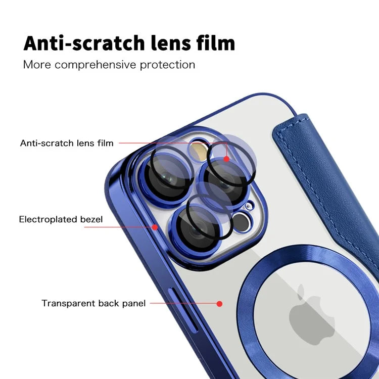 For iPhone 16 Pro Case Compatible with MagSafe Rhombus PU Leather Phone Cover