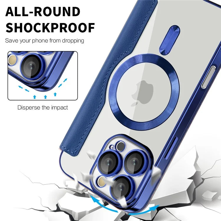 For iPhone 16 Pro Case Compatible with MagSafe Rhombus PU Leather Phone Cover