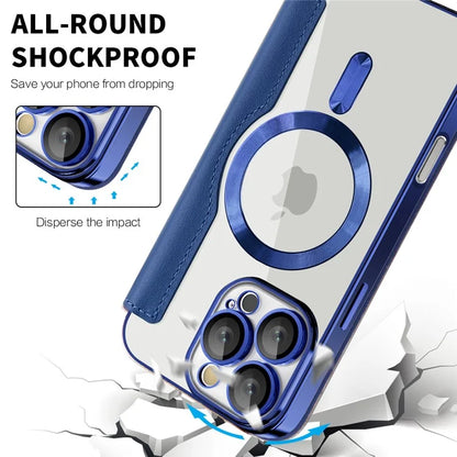 For iPhone 16 Pro Case Compatible with MagSafe Rhombus PU Leather Phone Cover