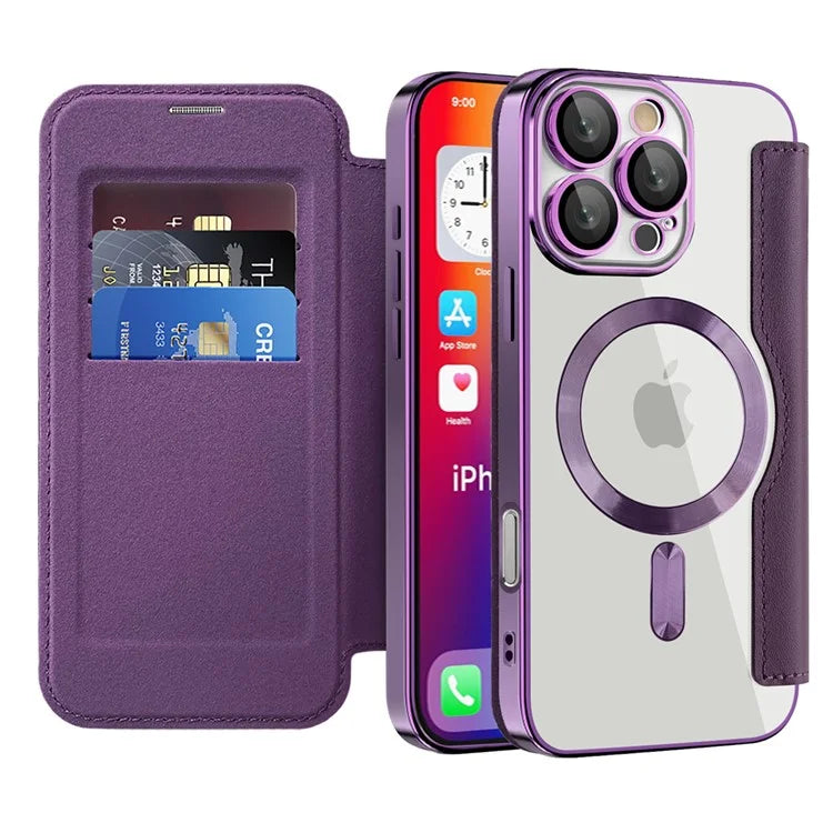 For iPhone 16 Pro Case Compatible with MagSafe Rhombus PU Leather Phone Cover