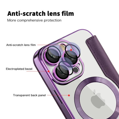 For iPhone 16 Pro Case Compatible with MagSafe Rhombus PU Leather Phone Cover