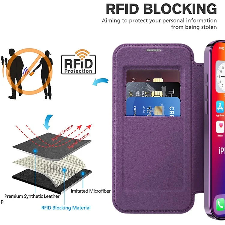 For iPhone 16 Pro Case Compatible with MagSafe Rhombus PU Leather Phone Cover