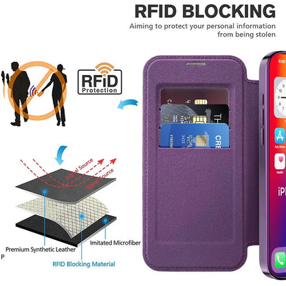 For iPhone 16 Pro Case Compatible with MagSafe Rhombus PU Leather Phone Cover