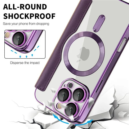 For iPhone 16 Pro Case Compatible with MagSafe Rhombus PU Leather Phone Cover