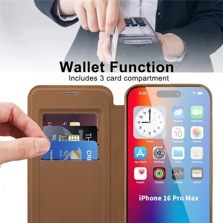 For iPhone 16 Pro Case Compatible with MagSafe Rhombus PU Leather Phone Cover