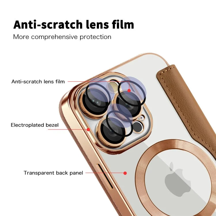 For iPhone 16 Pro Case Compatible with MagSafe Rhombus PU Leather Phone Cover