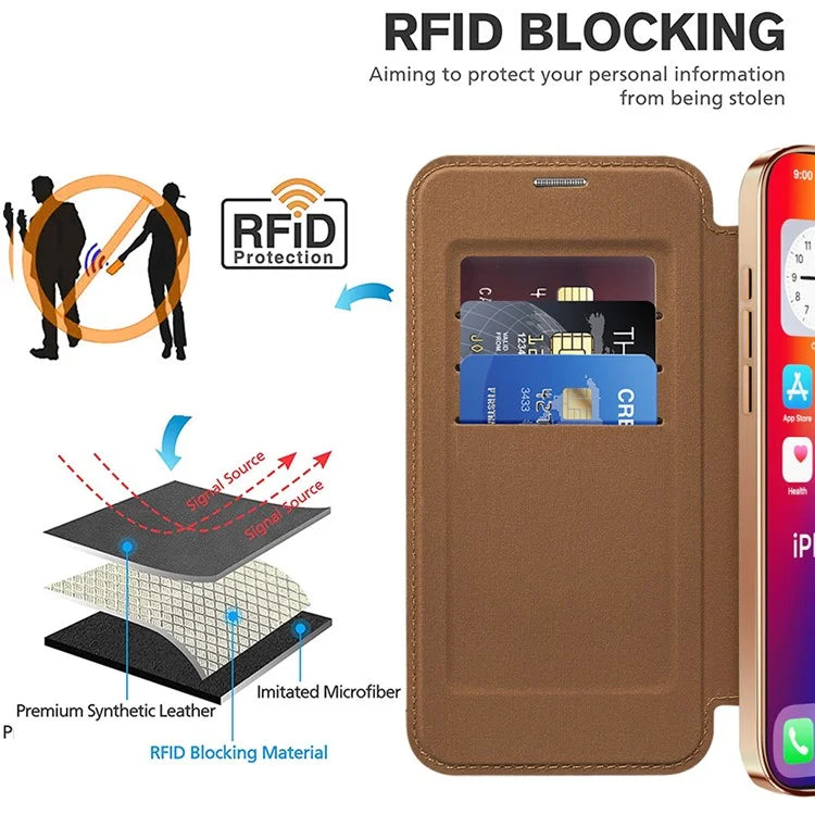 For iPhone 16 Pro Case Compatible with MagSafe Rhombus PU Leather Phone Cover