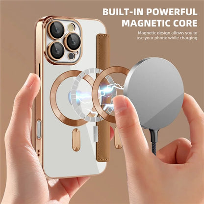 For iPhone 16 Pro Case Compatible with MagSafe Rhombus PU Leather Phone Cover