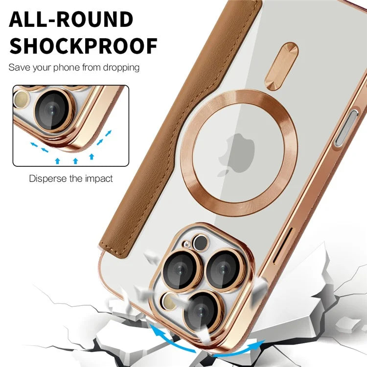 For iPhone 16 Pro Case Compatible with MagSafe Rhombus PU Leather Phone Cover