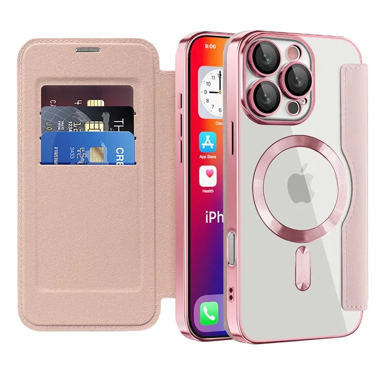 For iPhone 16 Pro Case Compatible with MagSafe Rhombus PU Leather Phone Cover