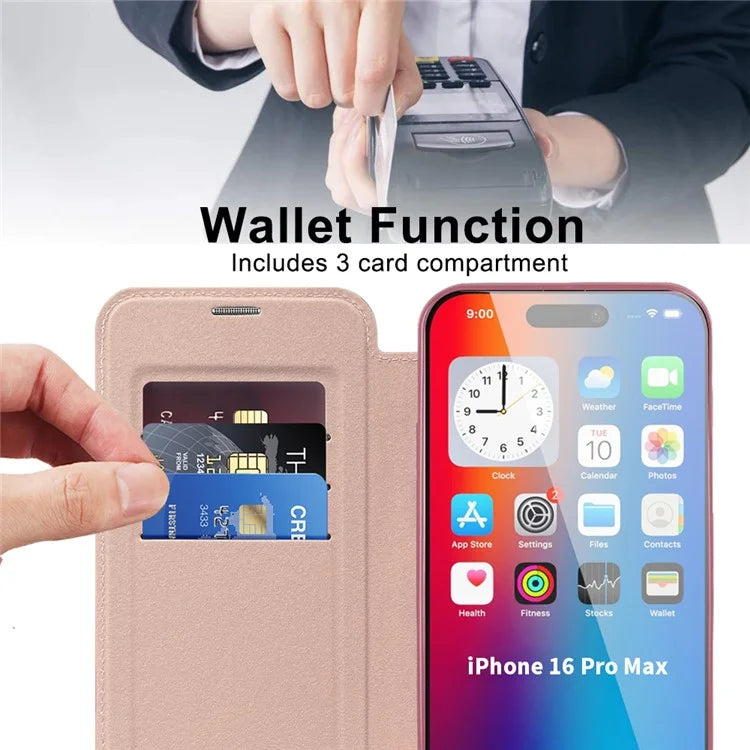 For iPhone 16 Pro Case Compatible with MagSafe Rhombus PU Leather Phone Cover