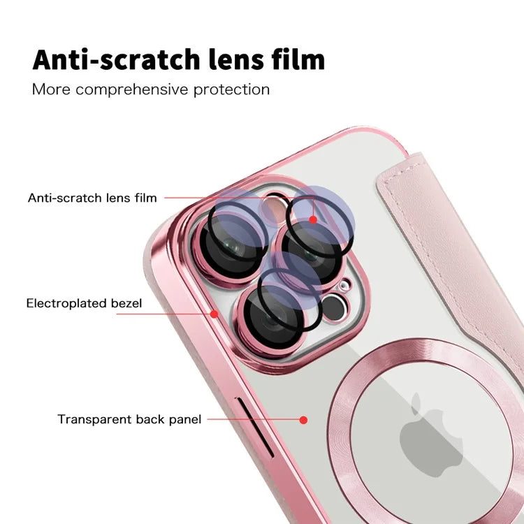 For iPhone 16 Pro Case Compatible with MagSafe Rhombus PU Leather Phone Cover